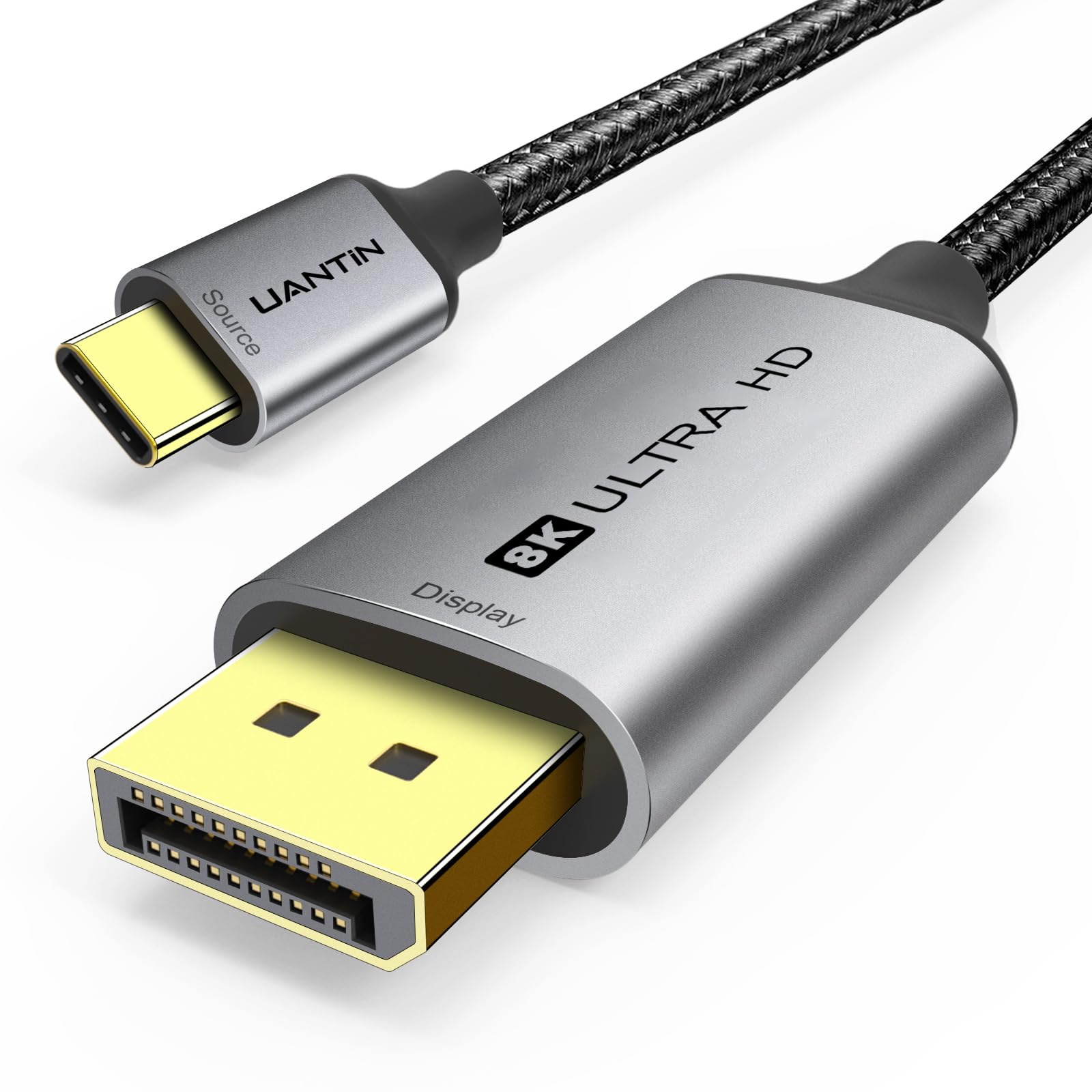 UANTIN USB C to DisplayPort 1.4 Cable 3FT | 8K@60Hz 4K@240Hz, Type-C to Display Port Cord (High-Speed, Plug & Play) Thunderbolt 3/4/5 Compatible with