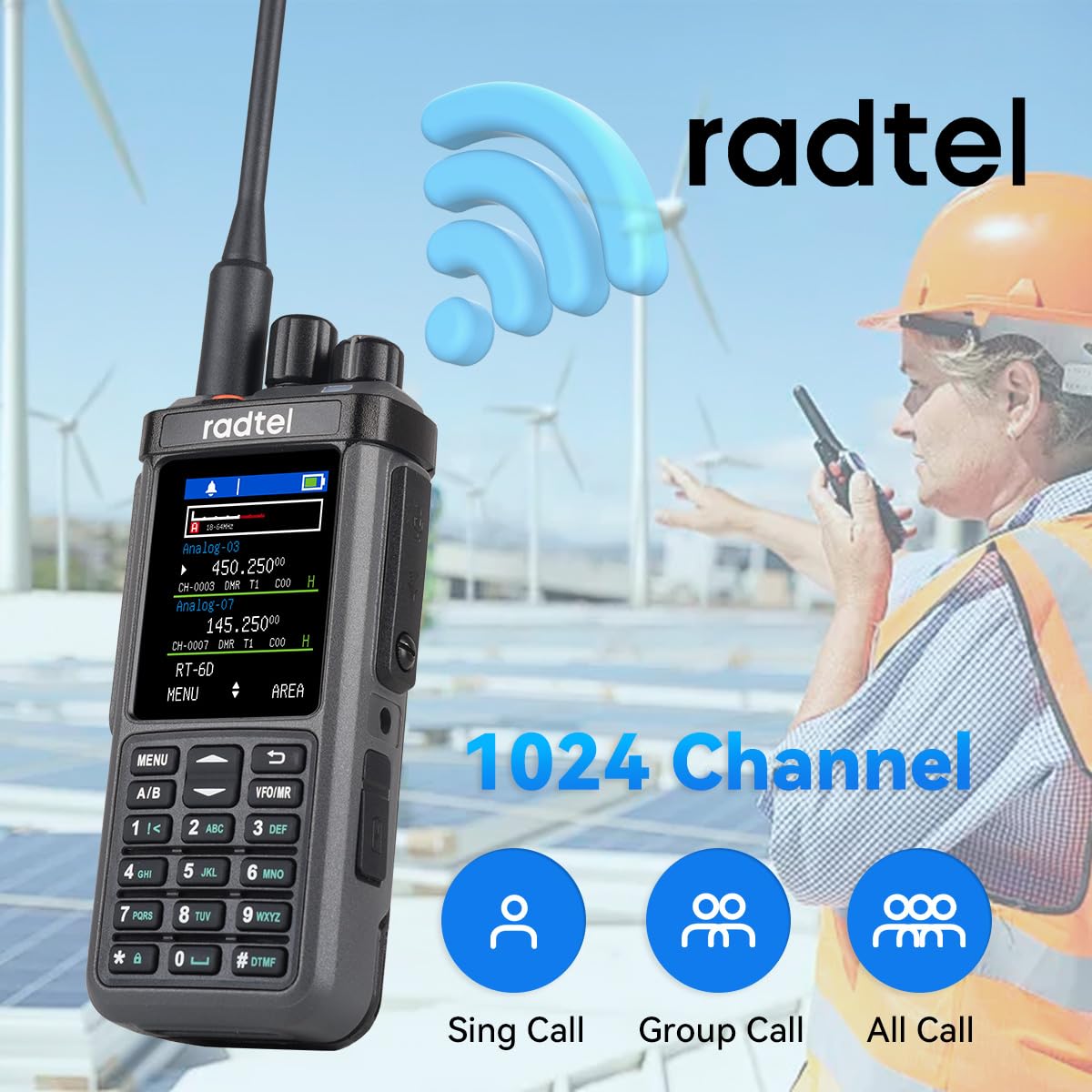 Radio DMR Radtel RT-6D Pro, GPS, APRS, 500.000 contactos, Doble Ranura horaria, Radio bidireccional, walkie-Talkie de Doble Banda, Nivel 1+2, radioaficionado, 1024 Canales, Carga Tipo C