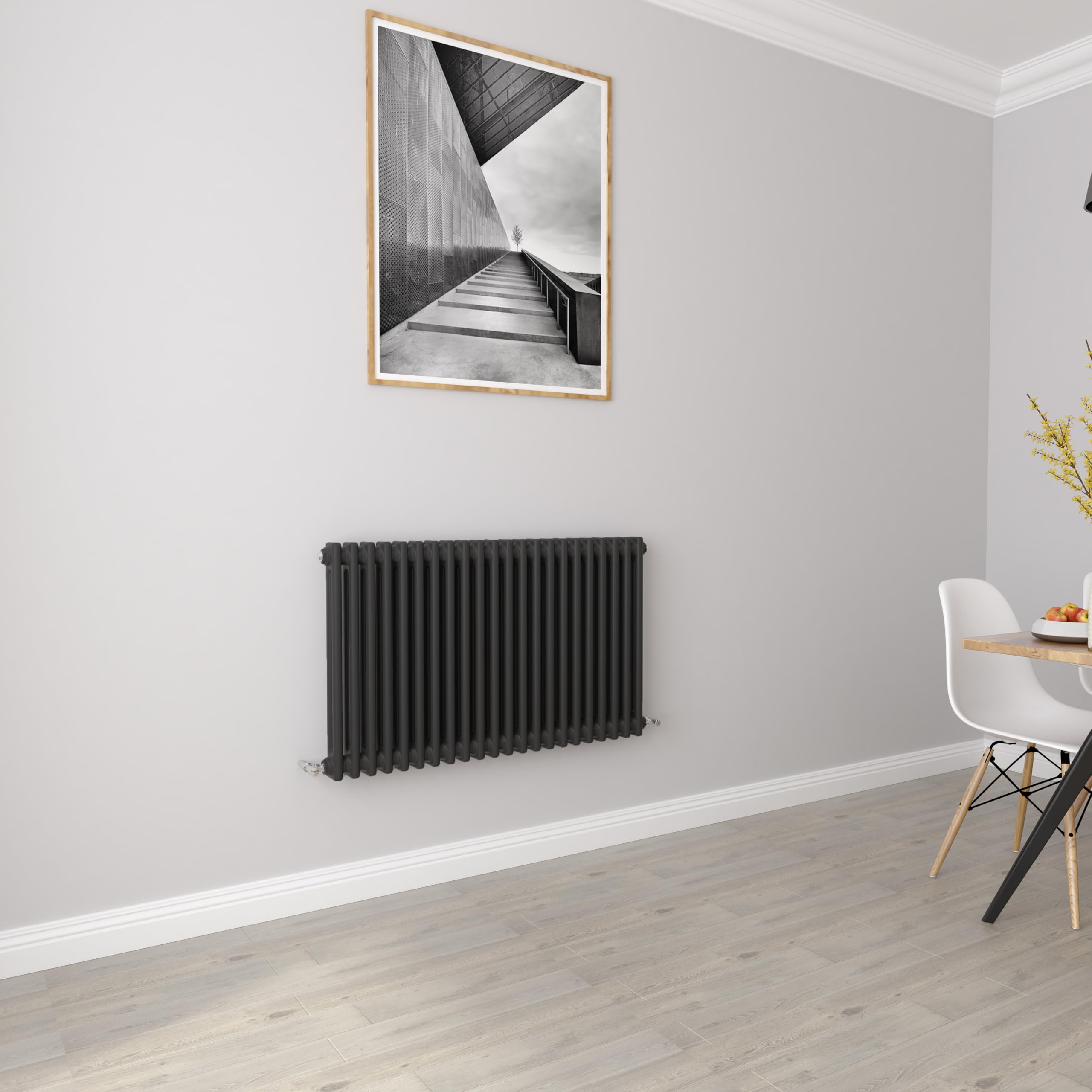 Biubiubath Black 600x1010mm Cast Iron Horizontal Double Column Traditional Central Heating Radiators