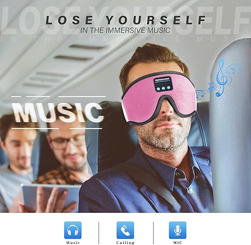 Miniatura 2 de Cubre ojos Bluetooth 3D con audífonos para dormir, lavable, parlantes estéreo ultradelgados, micrófono manos libres, para insomnio, viajes, color