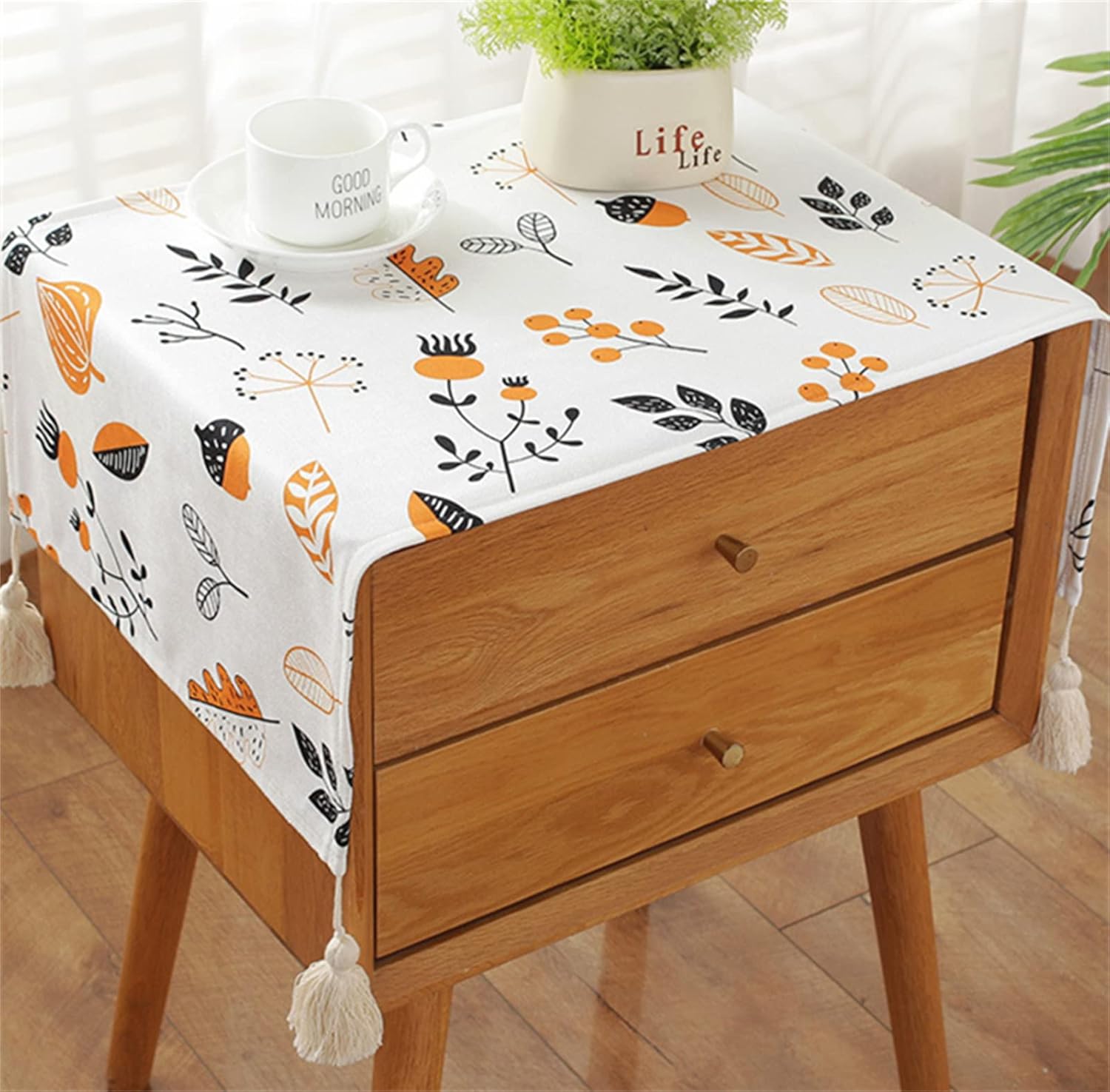 Jacquard Bedside Table Cover Towel Microwave Refrigerator Washing Machine Cover Cloth Tablecloth Multi-Functional Dustproof Cloth (15.7 * 35.4 inches,Navy Blue)