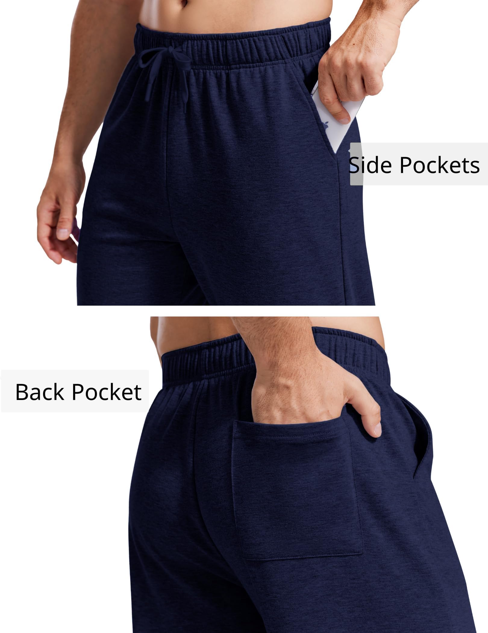 PINSPARK Pantalon de jogging en coton pour homme - Pantalon de sport léger - Taille élastique avec cordon de serrage - Pantalon de survêtement avec poches - Pantalon de yoga - Pantalon de maison