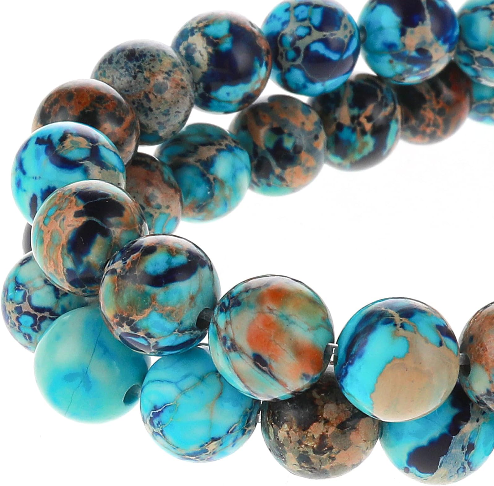 Yolev 47 Pcs Jasper Beads Imperial Sea Sediment Natural Gemstone 8MM Colorful Round Stone Beads for Jewelry Making (Multicolor)