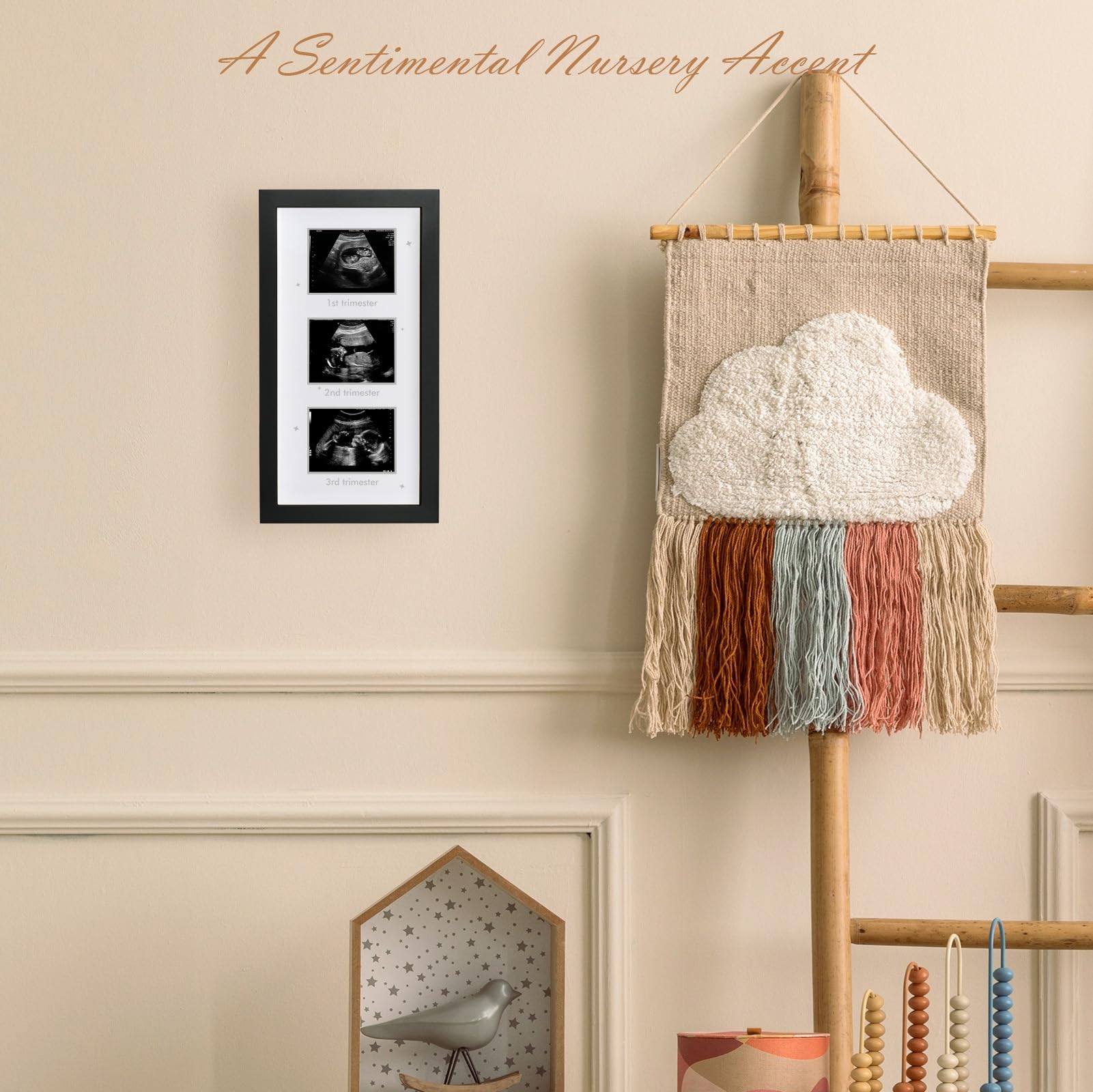 HAMUIERS Ultrasound Picture Frame - Triple Sonogram Frame for Mom to Be | Pregnancy Photo Album Decor | Baby Nursery Essentials & Gender Reveal Gifts | First Trimester Keepsake & Pregnancy Must Haves - Black2