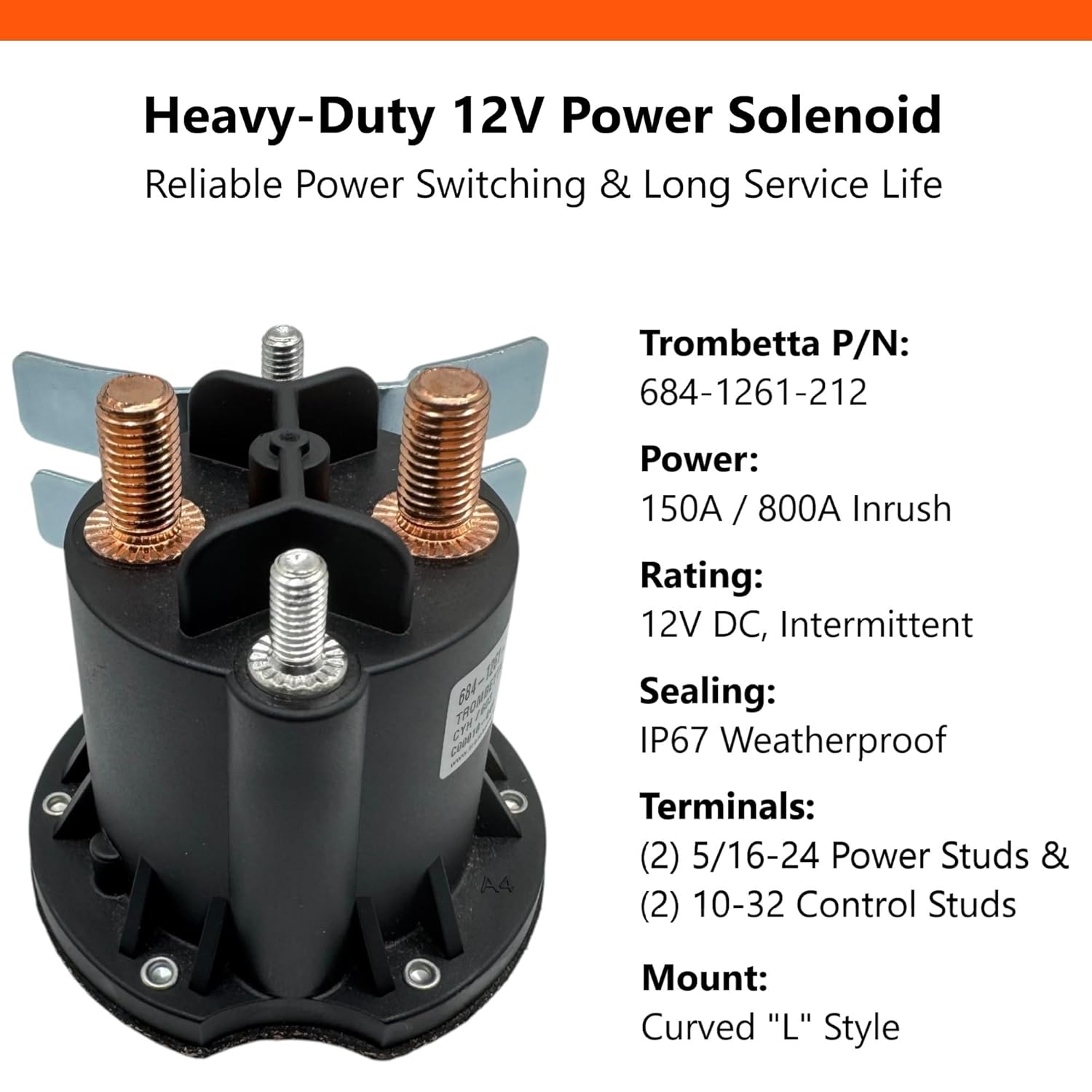 Genuine Trombetta 684-1261-212 12V Solenoid Switch Relay Kit, Replaces Meyer, Maxon, Big Tex, Boss, Bucher for Hydraulic Pump, Liftgate, Snow Plow, Dump Trailer, Golf Cart, RV, Forklift