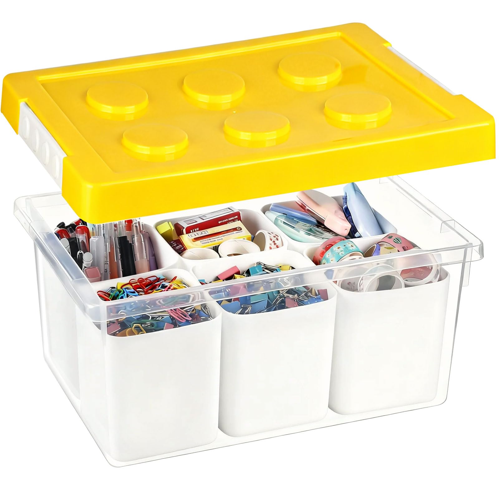 Bacs de rangement en plastique avec couvercles boîte empilable et pot à pinceaux