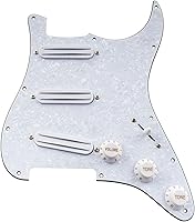 Vista 7 de Musiclily - Golpeador precableado de 11 agujeros SSS con pastillas de doble riel de alta salida para guitarra eléctrica Fender Squier Strat, 3 3