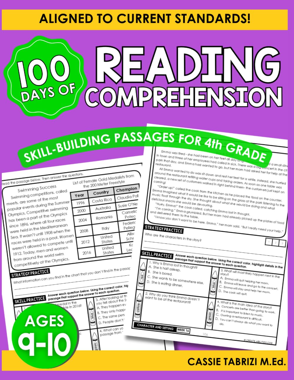Reading Comprehension Workbook: Reading Comprehension 4th Grade Ages 9-10, Grade 4 Reading Comprehension