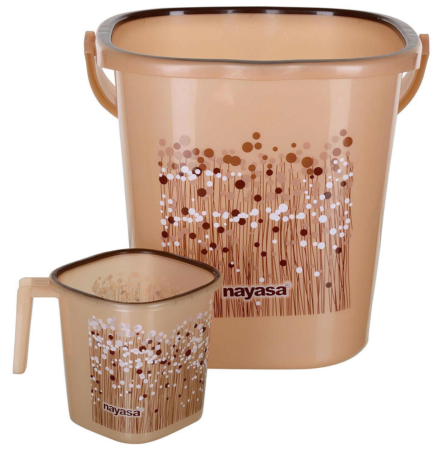 Nayasa Funk Square 2 Pcs Bathroom Set | Bucket 18 L + Mug 1.5 L | Bathroom Set |Bath Set for Bathroom | Brown (B07FNXZ7WJ) Amazon Price History, Amazon Price Tracker