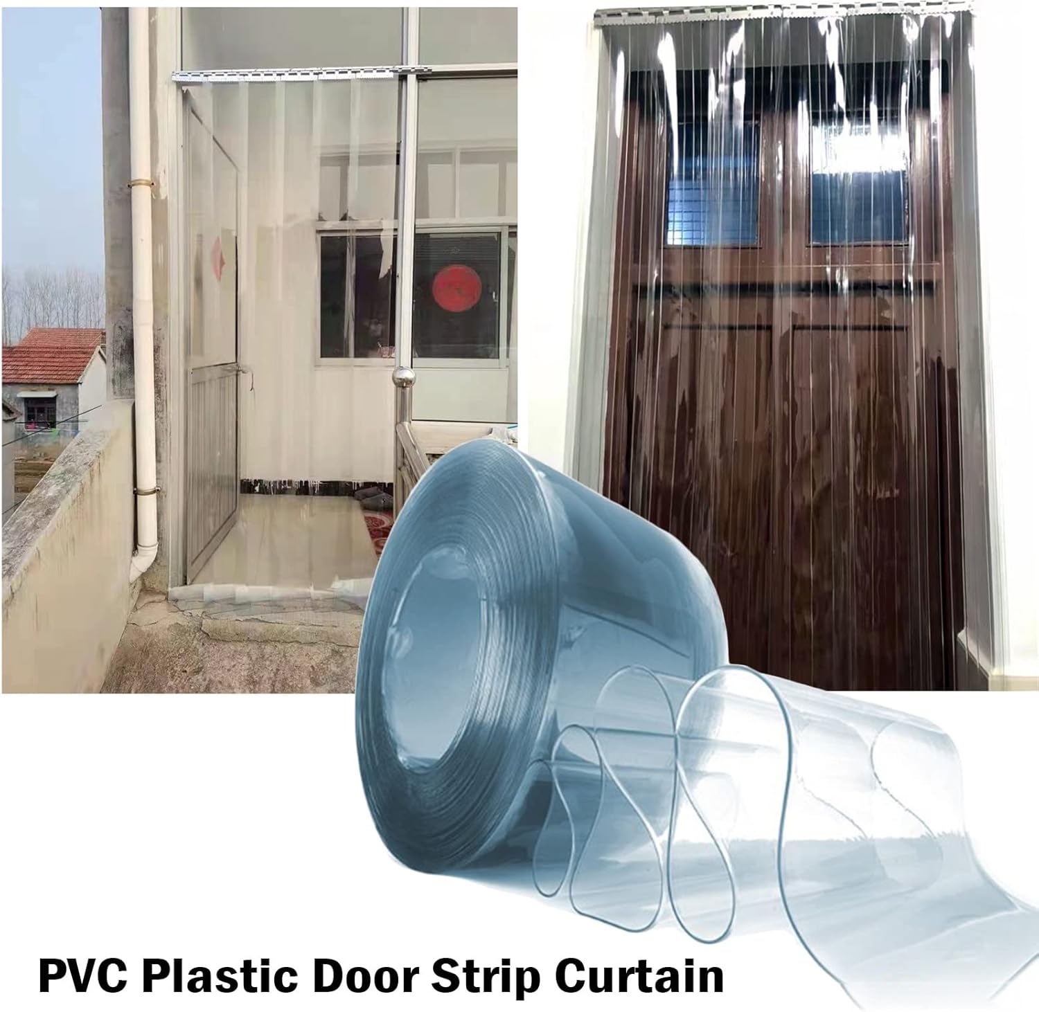 Vinyl Strip Door Curtain - 6pcs 0.9x2m Plastic Strip Curtains for Freezer & Warehouse Doors, Easy Install, 1.9mm Thickness, Durable & Flexible, Noise Reduction, Energy Efficient