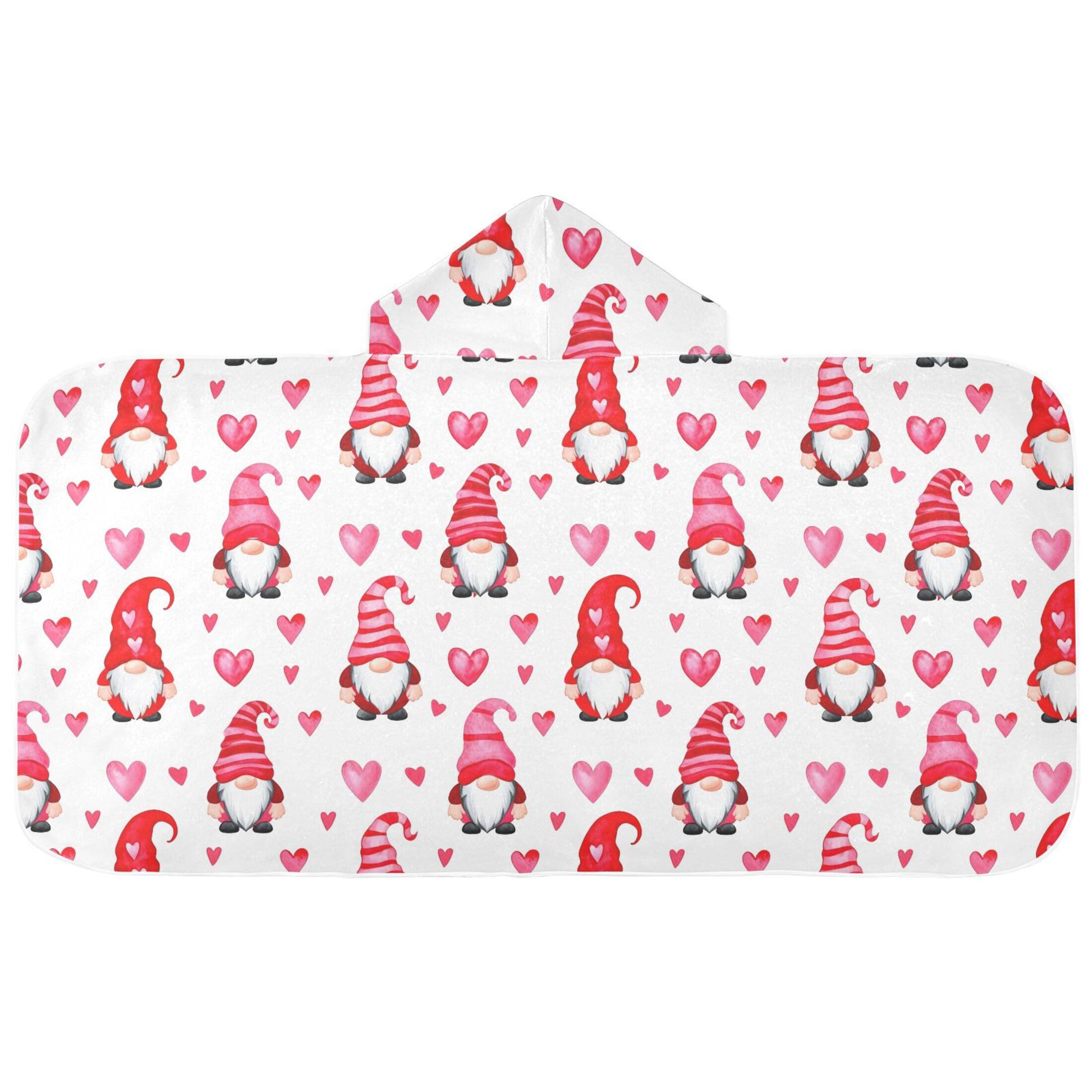 Fuauuyl Valentine Gnomes Hooded Baby Bath Towel Soft & Breathable Towel for Newborns Infants Toddlers, Nursery Essential