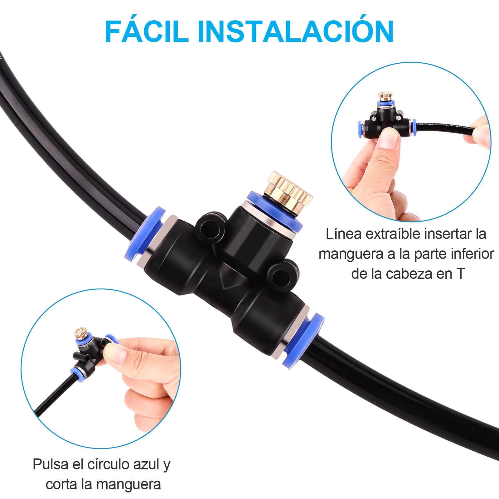 20 M (65.5 pies) Sistema de Refrigeración, AGPtEK 72 PCS Sistema de enfriamiento por nebulización, Sistema por nebulización al aire libre para patio, Jardín, Césped, Invernadero, Sombrillas