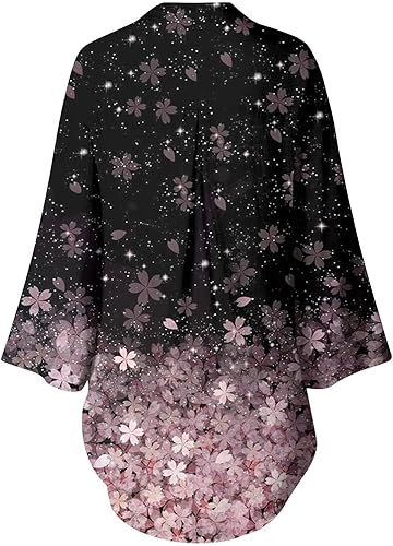 Miniatura 5 de Ceboyel Camisa floral con botones para mujer, cuello en V, manga larga, blusa con cuello, moda casual, trajes de mujer 2023