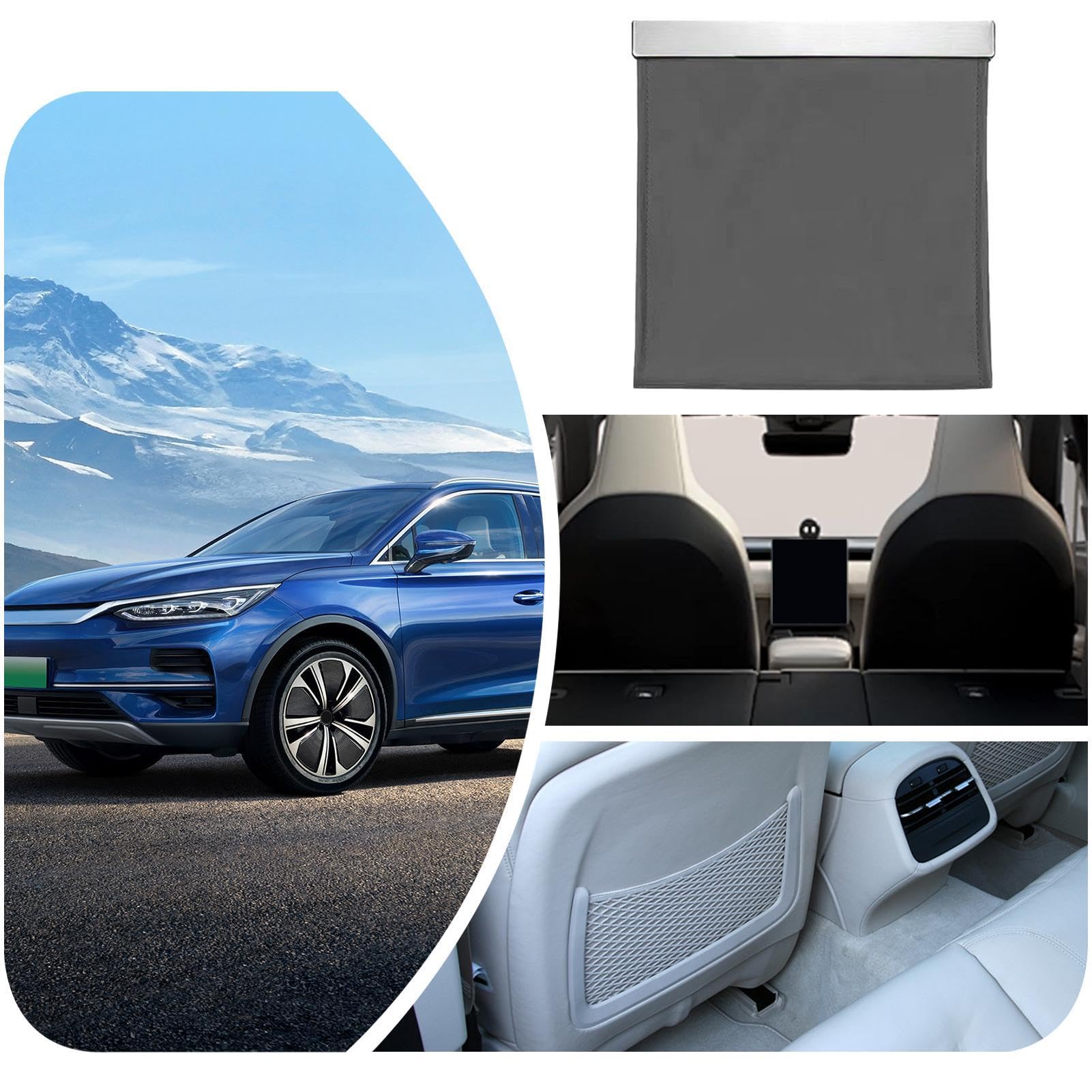 Pattumiera Per Auto Cozlly In Pelle Artificiale - Impermeabile, Chiusura Magnetica, Appendibile, Con Sacchetti, Nero - Foto 6