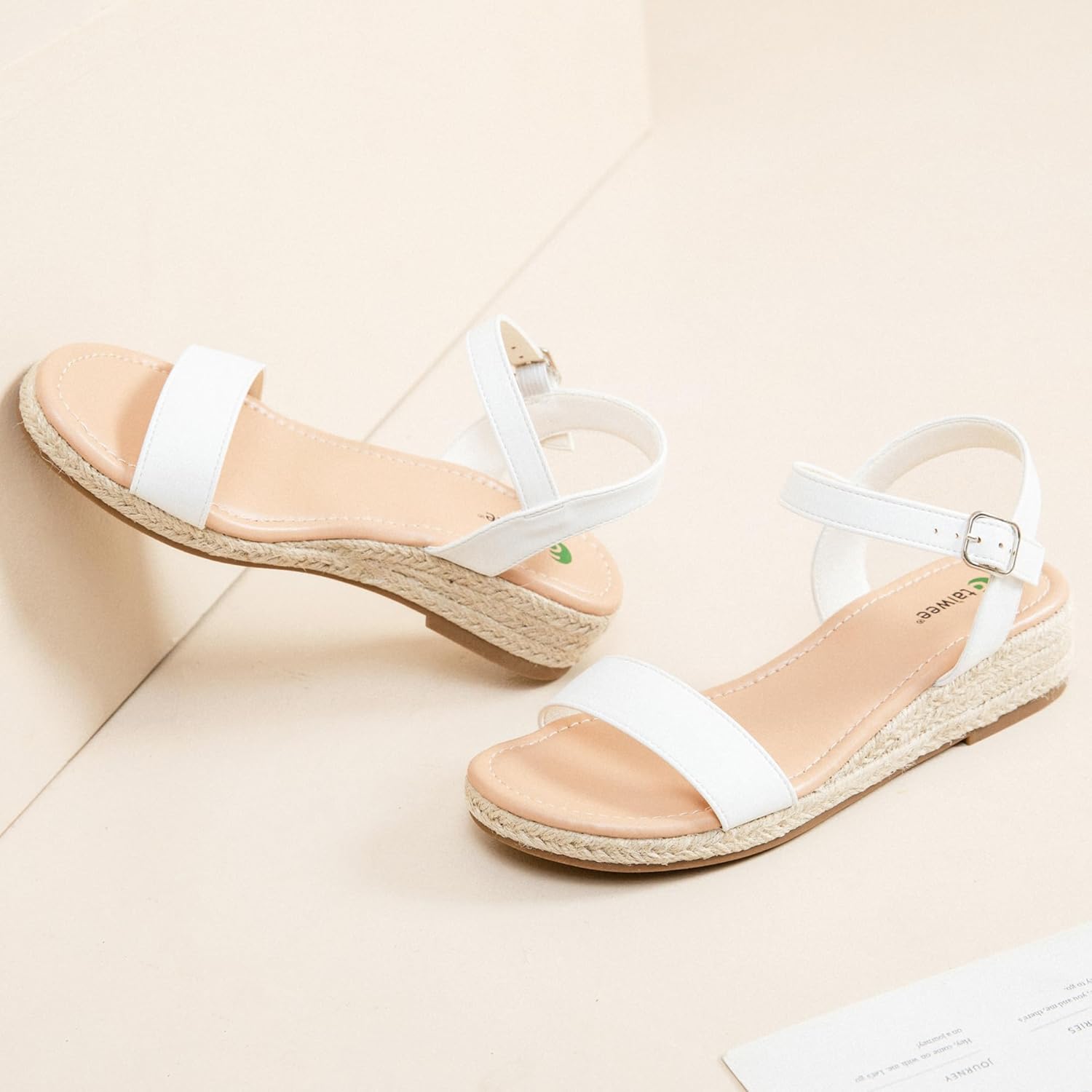 Ataiwee Women's Platform Wedge Heel Sandals - Buckle Closure with Ankle Strap, lightweight Rubber Sole, Comfortable Insole, Open-Toe Casual Summer Sandals. - Image 3