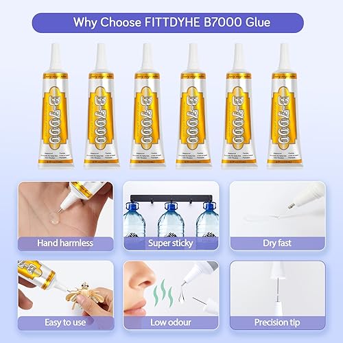 Miniatura 6 de B7000 - Pegamento transparente para manualidades, impermeable, de alta elasticidad, se seca en 3 minutos, puede restaurar teléfonos y joyas,