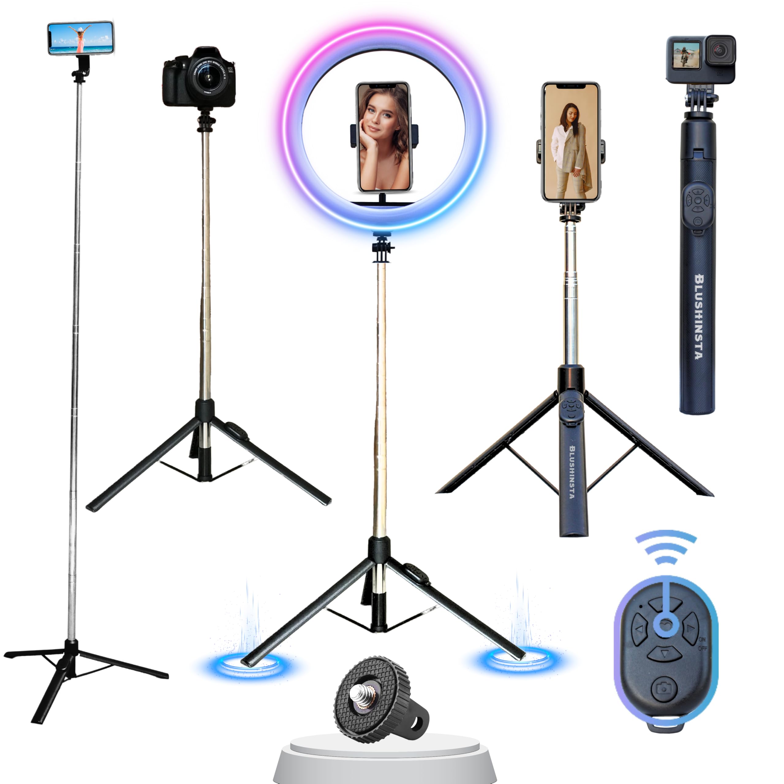 Blushinsta Super Long Selfie Stick Tripod,Extra-Long Selfie Stick with Large Reinforced Tripod Stand Upto 67 inch/170 cm Wireless Bluetooth Selfie Stick for YouTube Video (LED Light Not Included) (B0CDYHXDP4) Amazon Price History, Amazon Price Tracker
