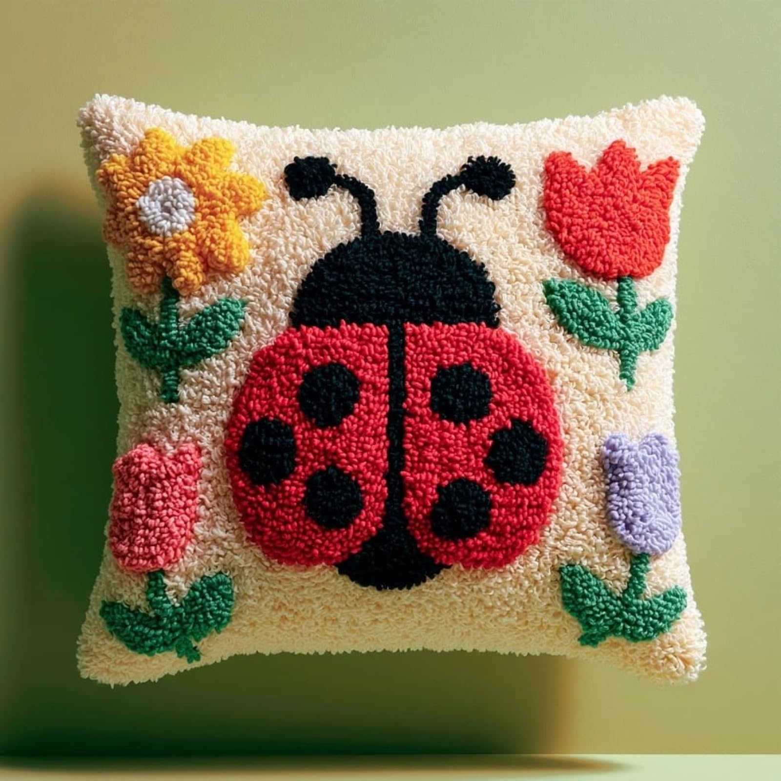 AxiangziK Latch Hook Cushion Kits for Beginners,Ladybug