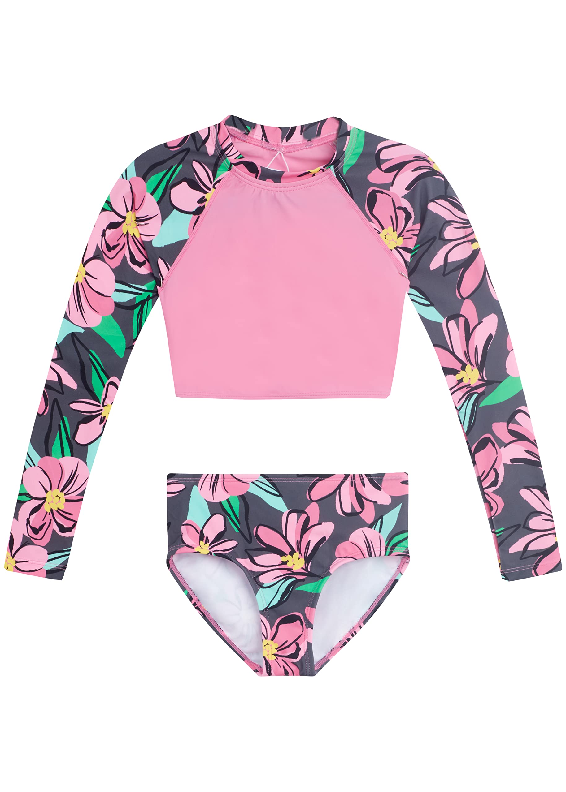 Kanu Surf Girls' Gigi Long Sleeve Rash Guard UPF 50 2-Piece Swim Set