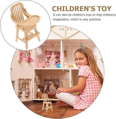 Miniatura 9 de GANAZONO Adorable casa de muñecas en miniatura, silla alta, muebles a escala para niños y niñas, decoración de casa de muñecas, diseño de simulación