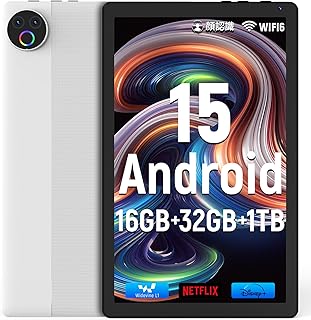 タブレット 10インチ Android15 Wi-Fi6モデル 顔認証 16GB+32GB+1TB拡張 Widevine L1+GMS認証+Type-C充電+5000mAh アンドロイド タブレット Wi-Fi 6モデル BT5.4 5MP+8MPカメラ 日本語説明書付き ホワイト