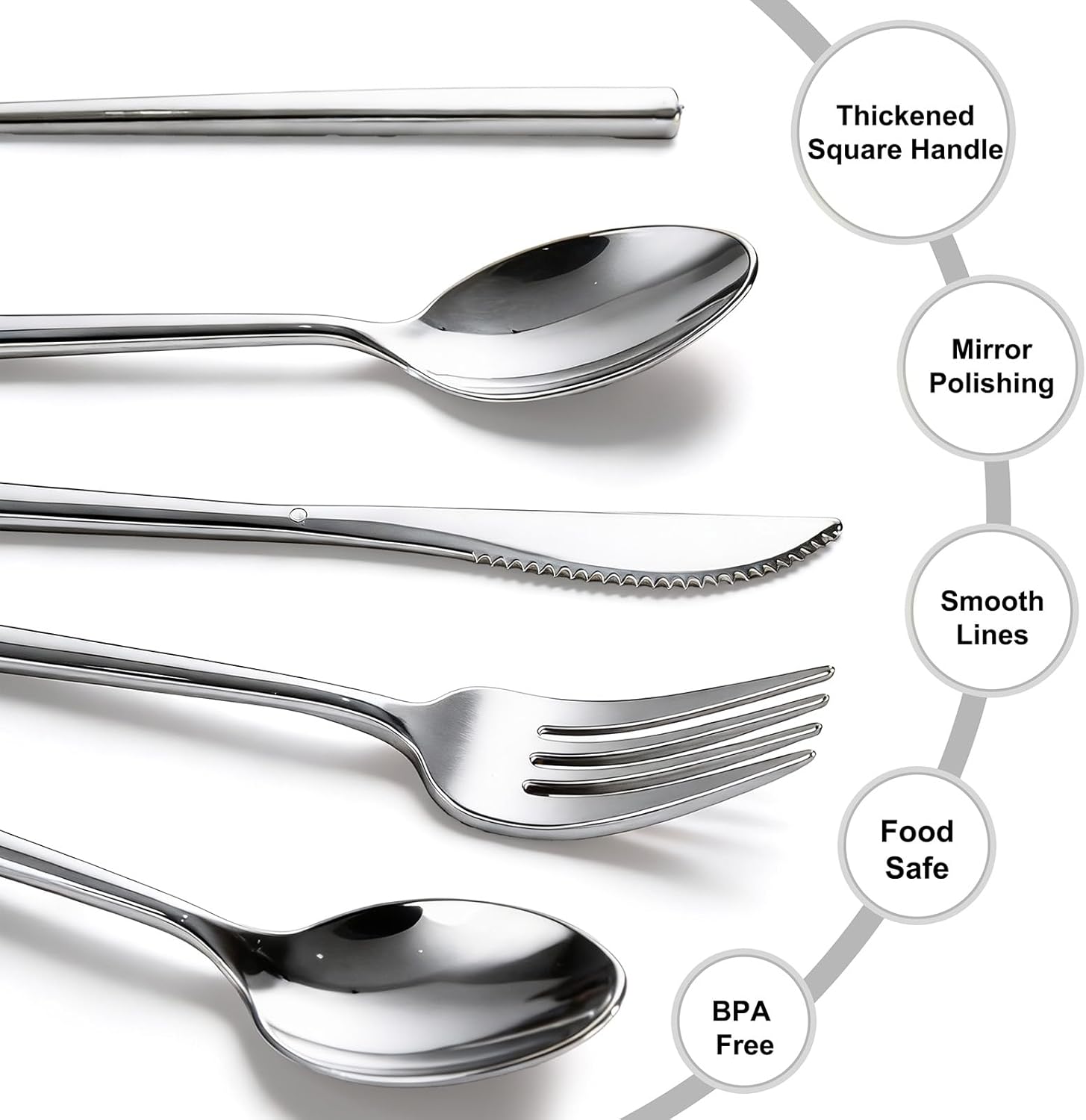 Tinybee 150PCS Silver Plastic Silverware - Heavy Duty Plastic Silverware, Luxury Silver Disposable Utensils - Elegant Disposable Utensil Include 50 Knives, 50 Forks, 50 Spoons for Party&Wedding