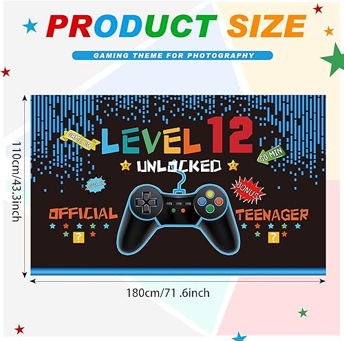 Vista 2 de Decoraciones de cumpleaños de videojuegos de 8, 9, 10, 11, 12, 13, 14 cumpleaños para niños, temática de videojuegos, accesorios de fotos, telón