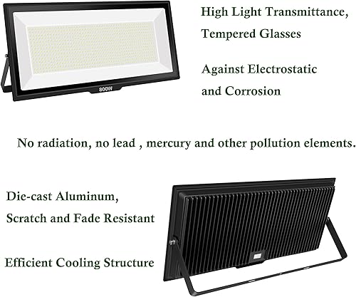 Miniatura 8 de Luz de inundación LED de 200 W, 6000 K luz blanca diurna 24,000 lm súper brillante, impermeable IP66 con enchufe, luz de trabajo para
