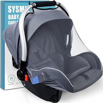 Sysmie Baby Mosquito Net for Infant Car Seat and Doona Stroller, Gray | Universal FIt for Strollers, Bassinets & Carriers, Breathable Elastic Netting, Summer Essential for Baby Travel & Camping