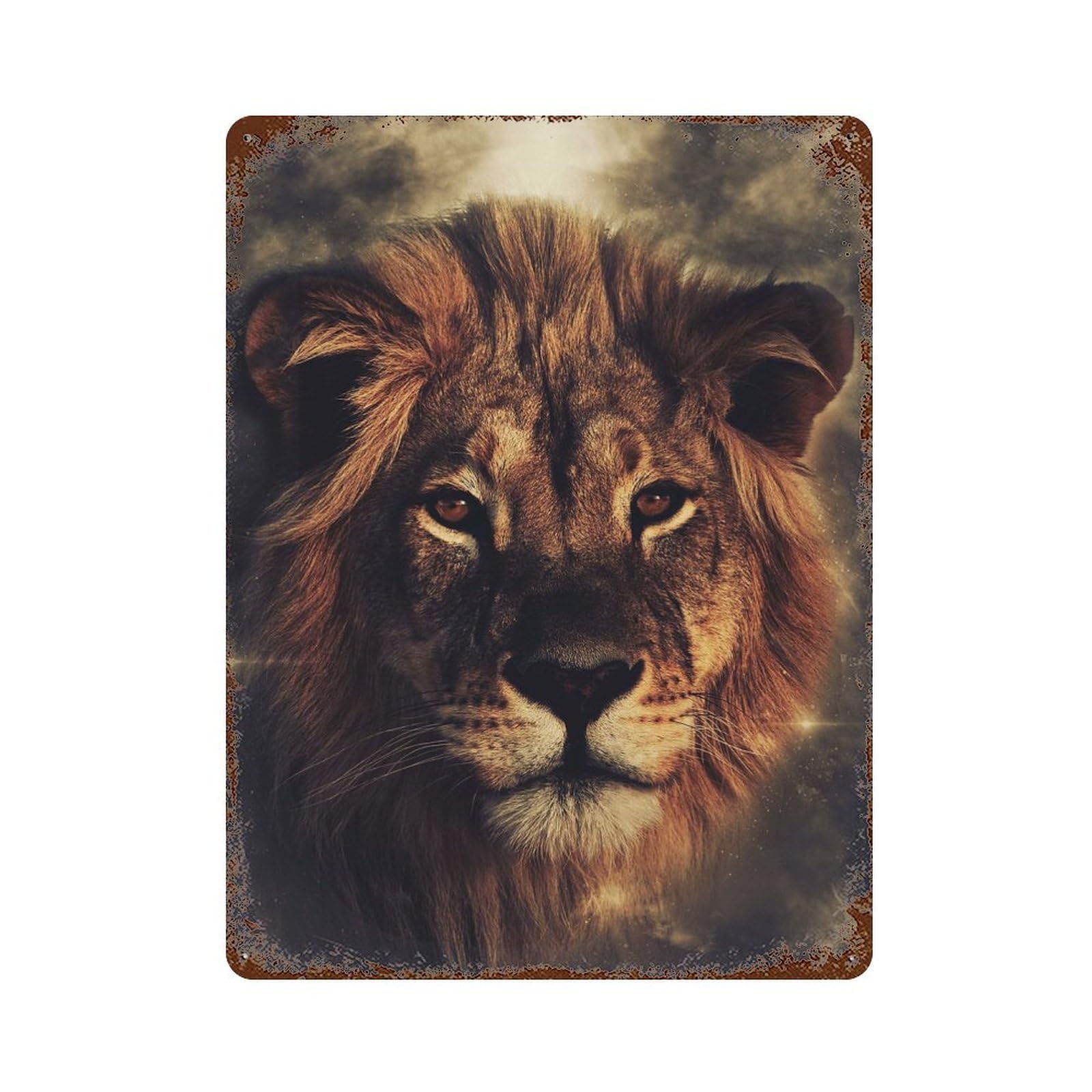 Lion Aged Metal Wall Plaque 15.7"x11.8", Classic Wall Plaque for Garage, Pub Or Kitchen
