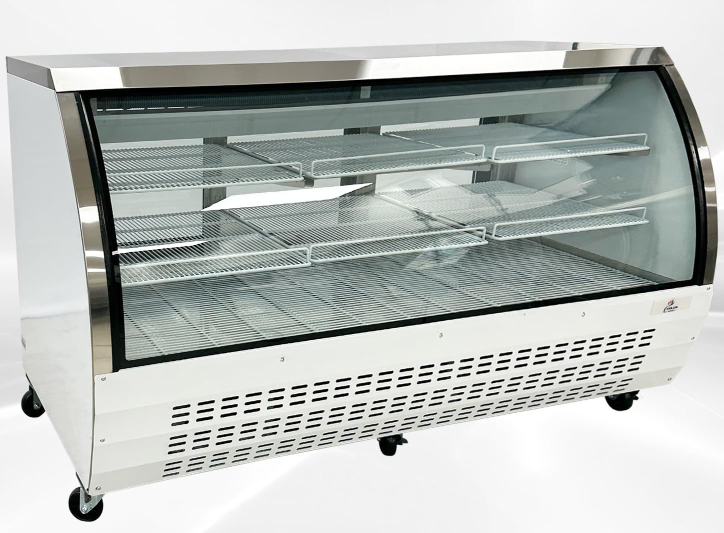 Deli Case Meat/Seafood Display Showcase Commercial Refrigerator Cooler Case for Bakery Pastry Deli 82ins Merchandising Parfaits Stainless Steel Curved Glass NSF Restaurant -DC 200