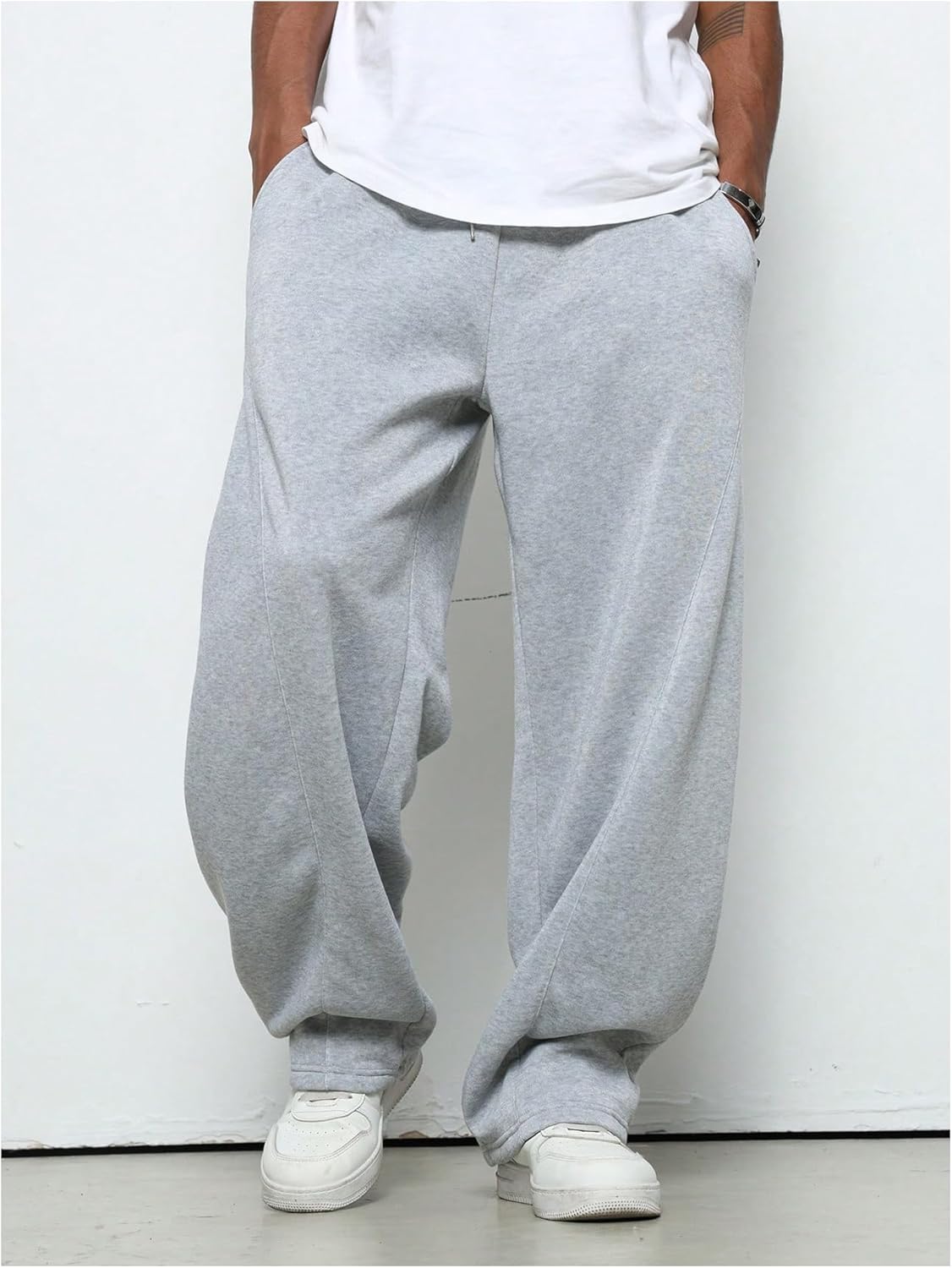 SHENHE Men's Wide Leg Loose Sweatpants Open Bottom Drawstring Workout Gym Baggy Pants - Image 5