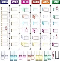 Vista 1 de Scrum and Kanban Tools, kit de etiquetas de instrucción magnéticas para tablero.
