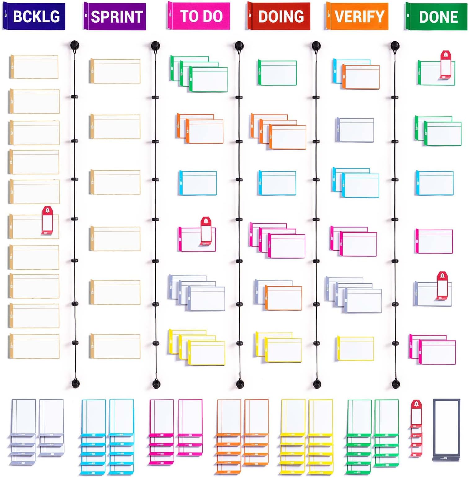 PATboard Kanban Board and Scrum Board – Full Toolset with 137 Scrum Cards for Whiteboard – Agile Kit, Agile Board, Kanban Board Kit – Scrum Tools, Project Management Tools