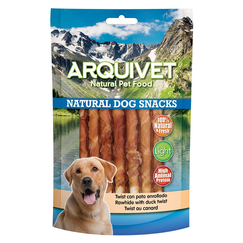 Arquivet, Twist de pato enrollado, Snacks Naturales para perros, Chuches para perros, Golosinas para perro, Premios y recompensas para tu mascota, 13 cm, 100 g