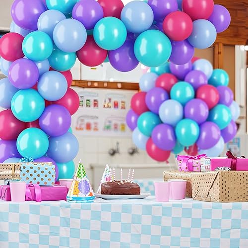 Miniatura 6 de Globos morados y azules y rosados, 50 paquetes de globos de sirena de 12 pulgadas, globos de látex para helio, para niñas, baby shower, fiesta de