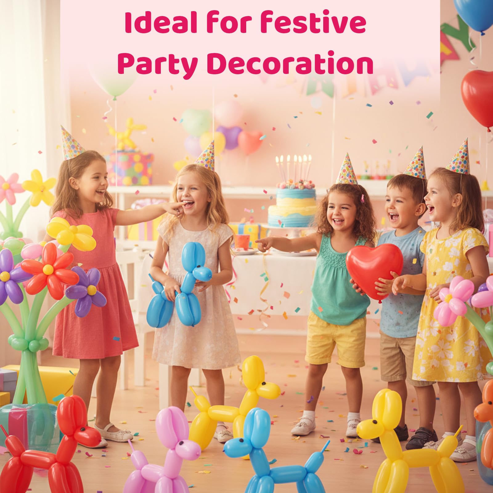 100 Modelling Balloons, Long Balloon for Tying Balloon Animal Making Kit with Pump and Eye Stickers - Image 4