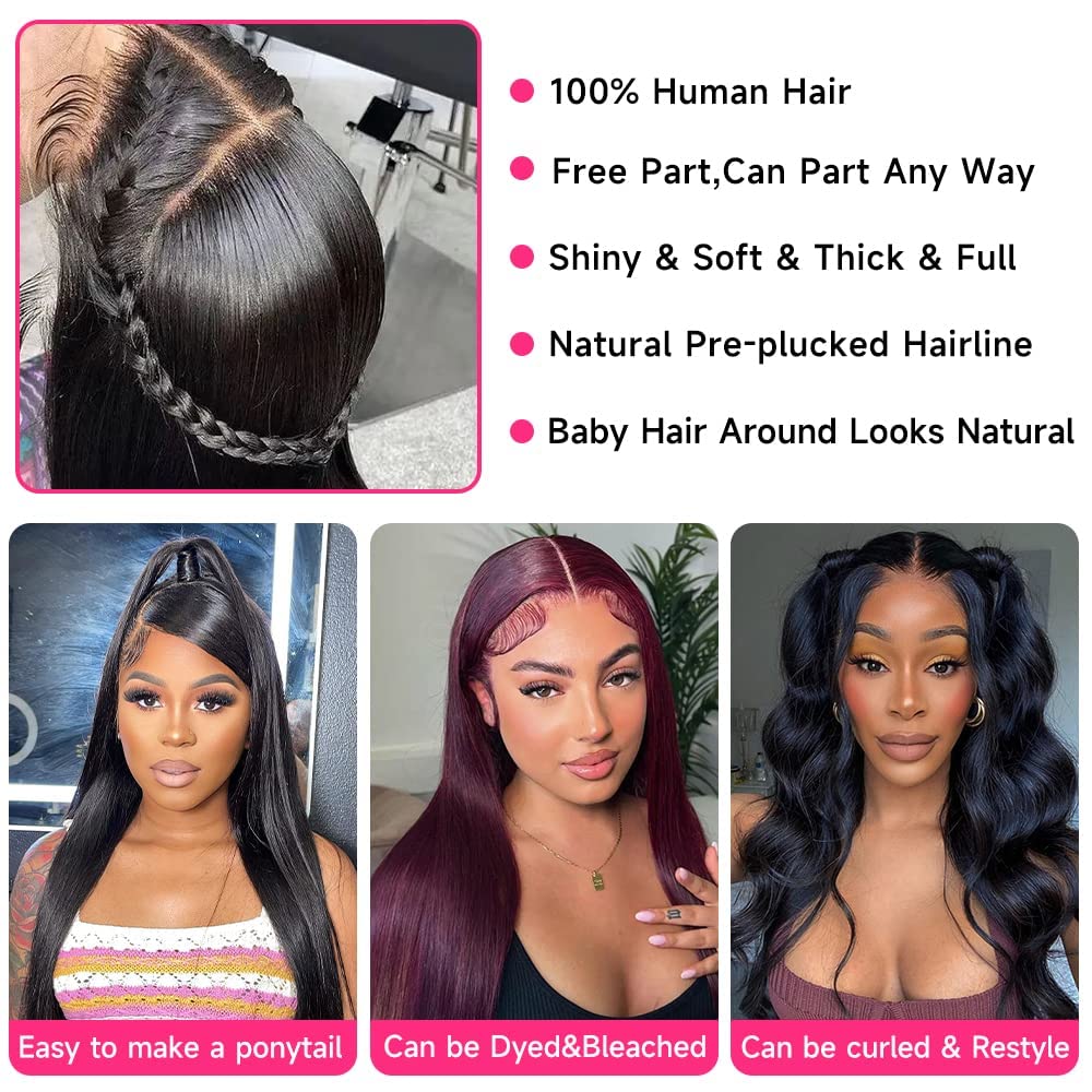 30 Inch Lace Front Wigs Human Hair Pre Plucked with Baby Hair 200 Density Real Human Hair Wig Straight 13x4 HD Lace Frontal wigs - Image 5