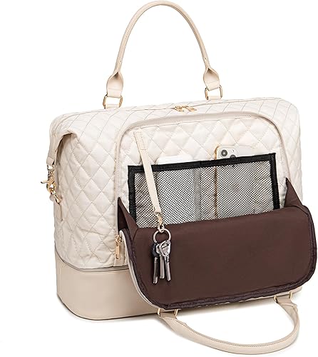Miniatura 7 de CAMTOP Bolsa de viaje para mujer, bolsa de viaje para mujer, bolsa de mano para computadora portátil de 15.6 pulgadas, 6012 Beige