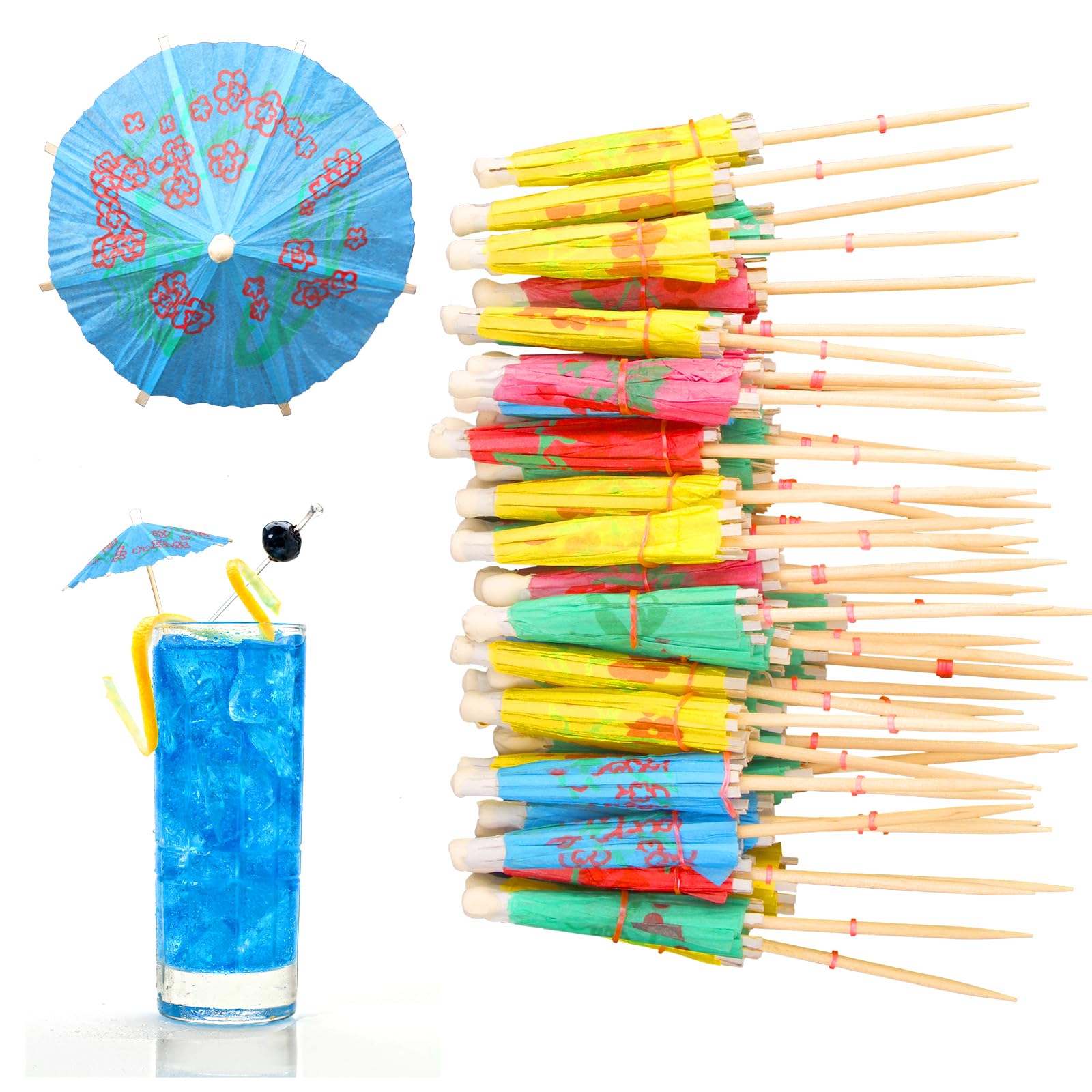 Yongbest Cocktail Parapluies,50 Pièces Mini Parasols Boisson Parasol Cocktail Picks Parapluies en Papier pour Fiesta,Tropical Beach Parties