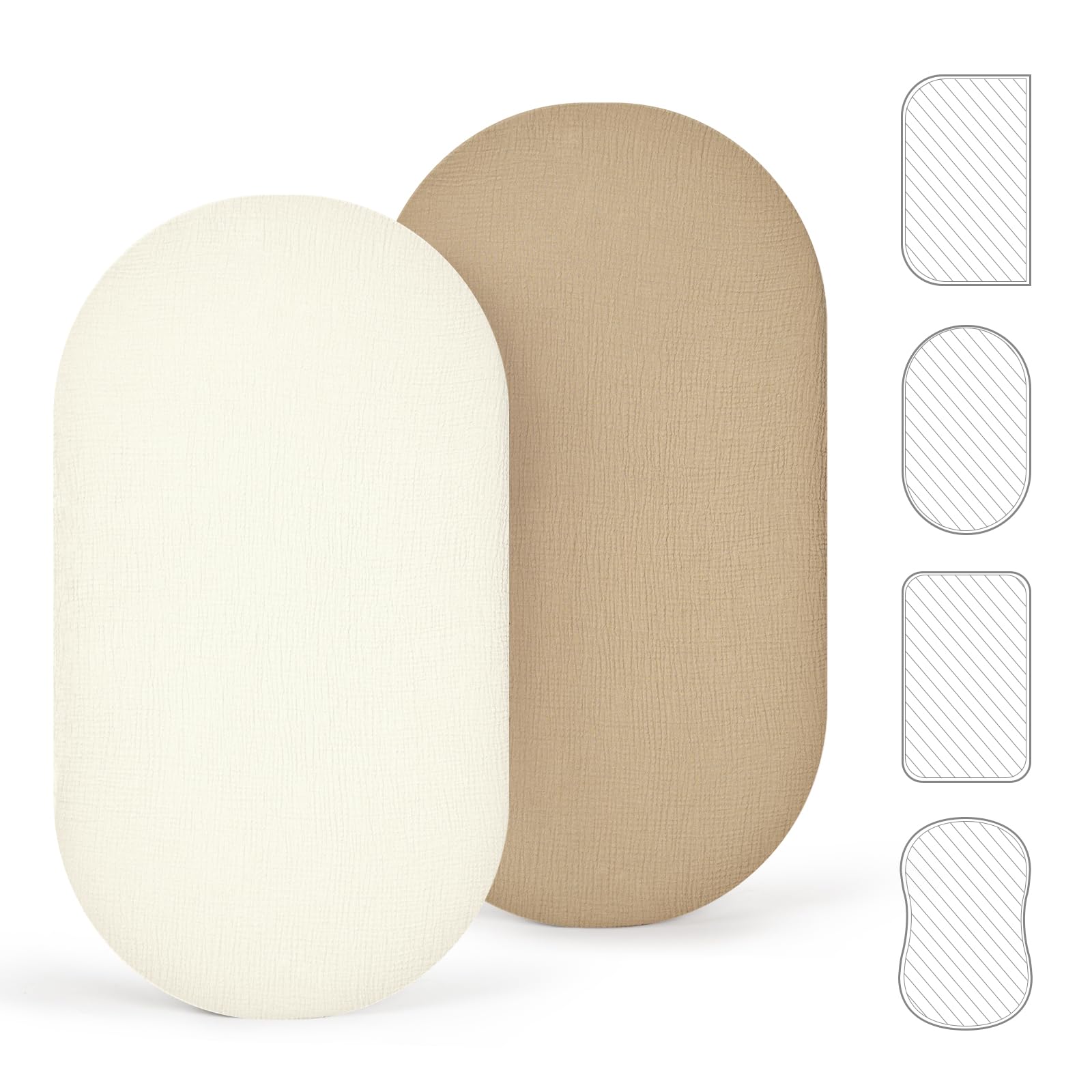 lulumoon 2er Pack Musselin Baby Bettlaken für Stubenwagen & Beistellbett
