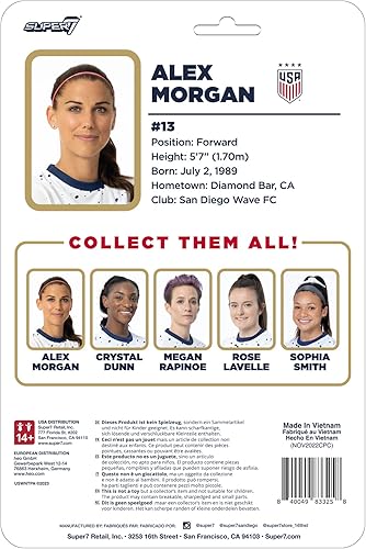 Miniatura 7 de Super7 USWNT Soccer Crystal Dunn - Figura de acción del equipo nacional de mujeres de Estados Unidos de 3.75 pulgadas con accesorio de pelota de