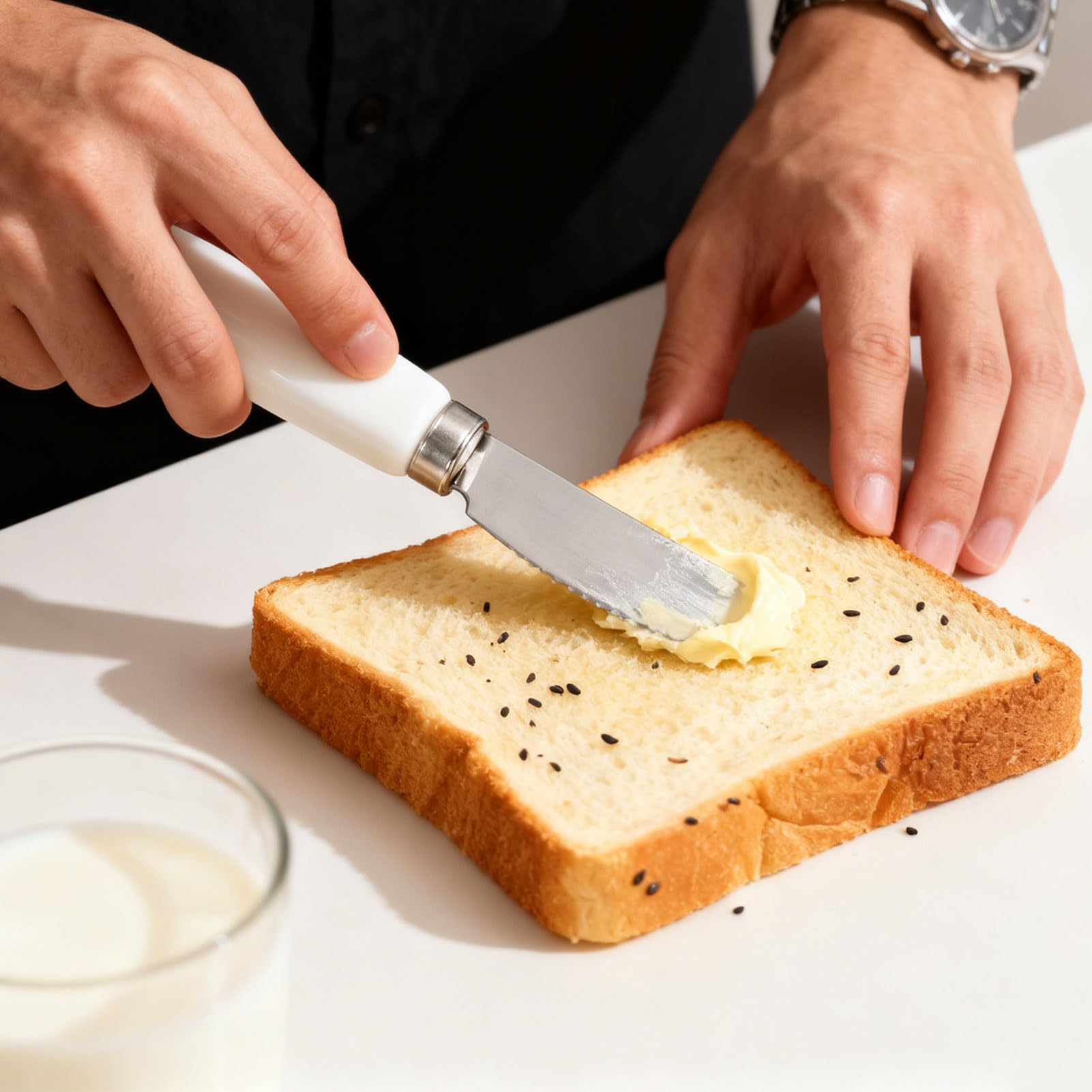 SIXRUN 2 Unidades Untador de Mantequilla, Cuchillo para Queso de Acero Inoxidable Apto para Lavavajillas con de Cerámica para Mermelada, Mantequilla de maní, pasteles. (WHITE)