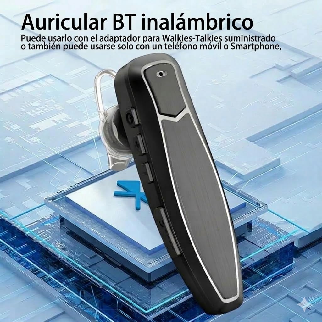 Jetfon BT-K2 - Auricolare wireless Bluetooth con adattatore walkie talkie tipo K, PTT doppia modalità e autonomia di 26 ore, compatibile con Dynascan, Kenwood, Baofeng e Quansheng
