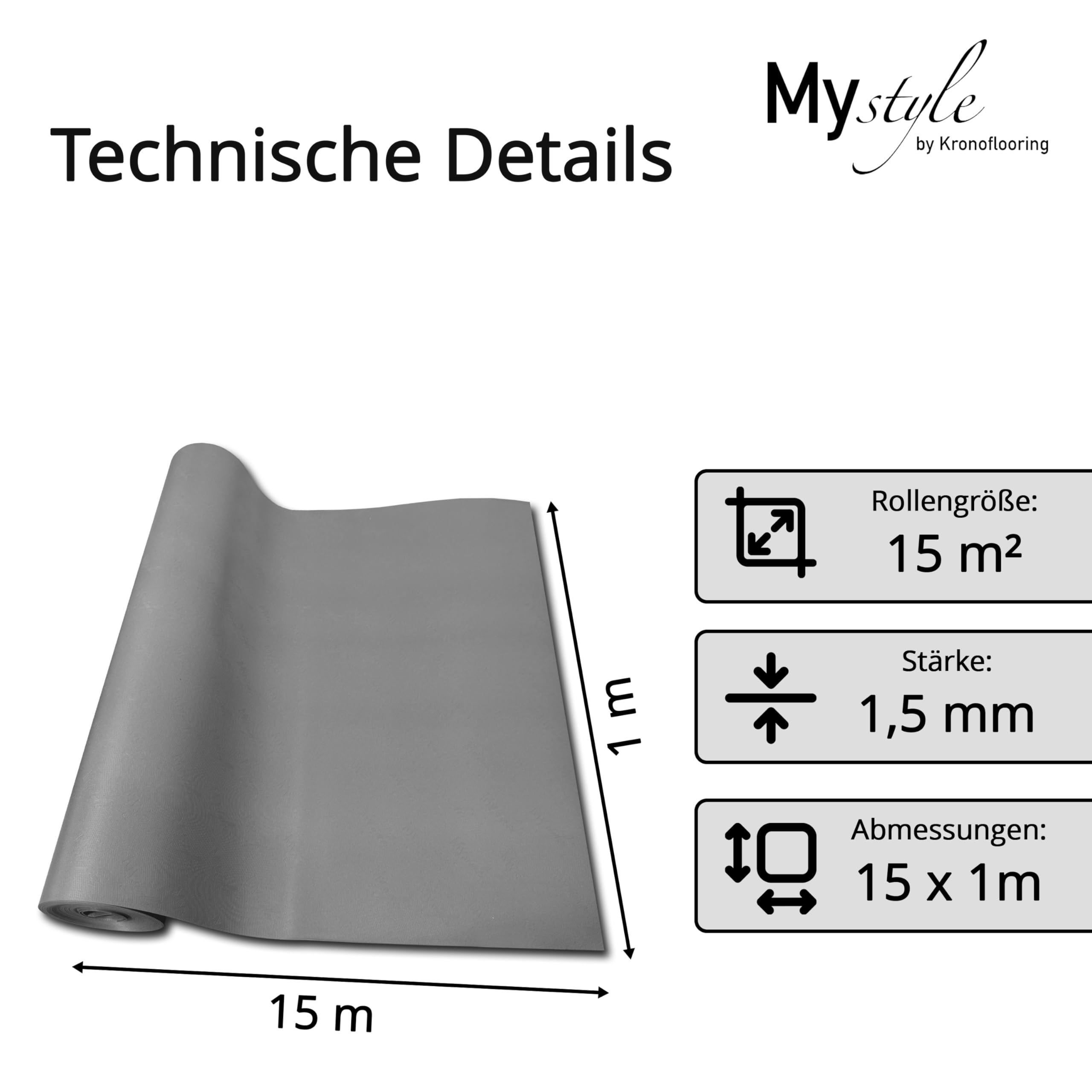 uficell® MyStyle Akustik Dämmunterlage Verlegeunterlage für Laminat- Parkett- und Designböden, Trittschalldämmung ca. 18 dB, Gehschallverbesserung ca. 25%, Stärke: 1,5 mm (30 m²)