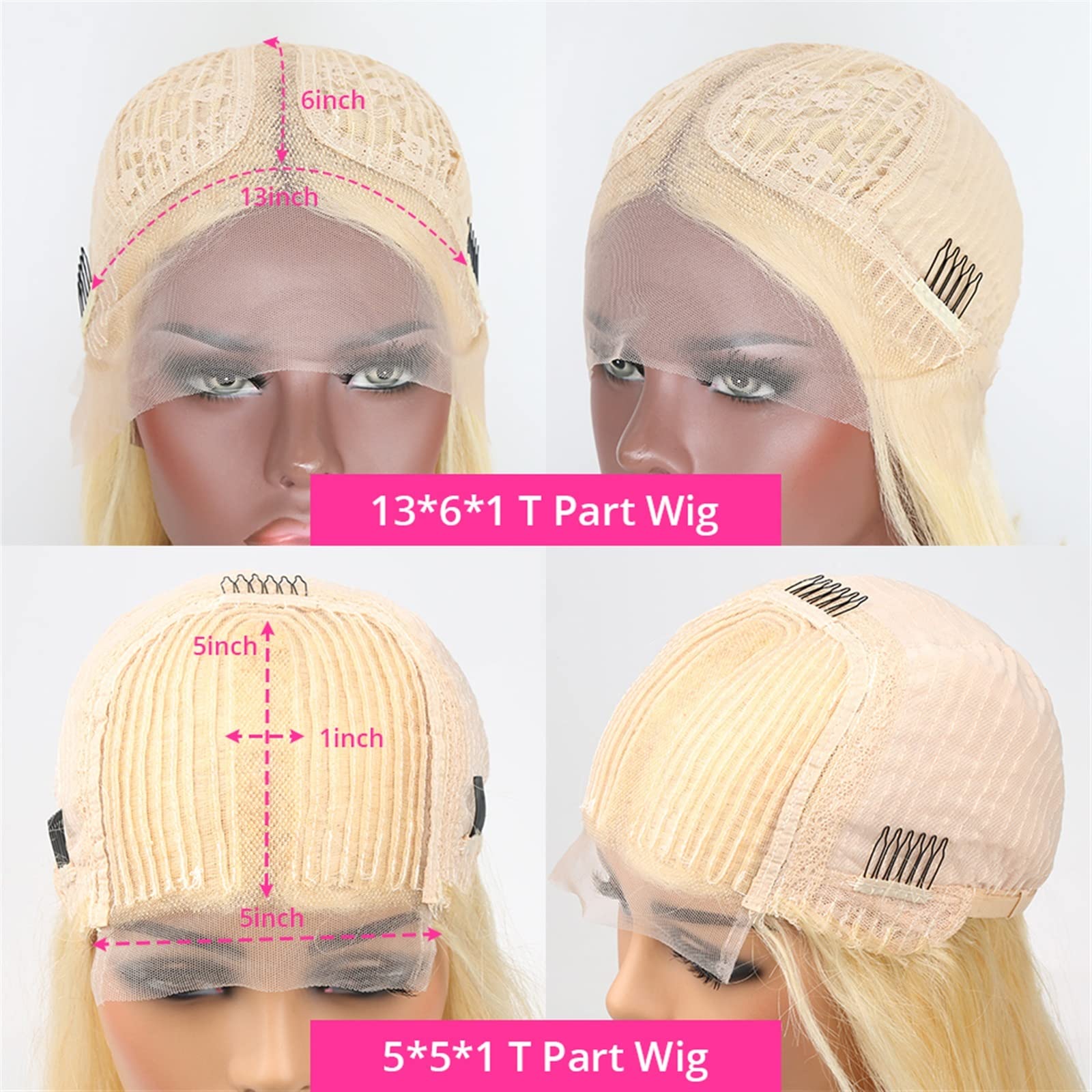 Blonde Echthaar-Perücke Bob-Stil – Aus Brasilianischem Echthaar, 613 Farbe, Klebefrei, Mit Spitzenfront