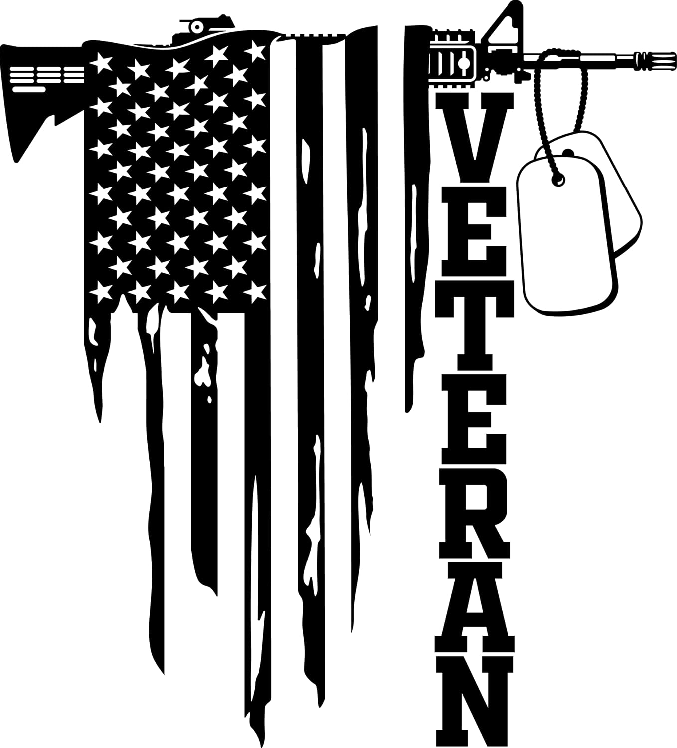 Veteran Dog Tags Distressed Flag Sticker Decal Vinyl - 5 Inches - Premium Veteran Decals and Sticker for Cars Trucks Laptops and More - Weatherproof and Durable 2-Pack