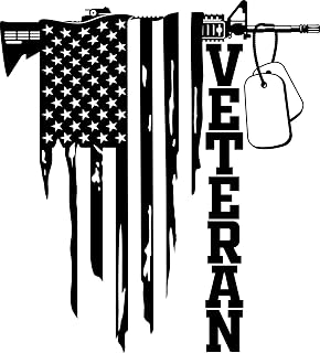 Veteran Dog Tags Distressed Flag Sticker Decal Vinyl - 5 Inches - Premium Veteran Decals and Sticker for Cars Trucks Laptops and More - Weatherproof and Durable 2-Pack
