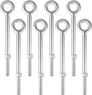 LEIFIDE 8팩 1.9cm(3/4인치) x 30.5cm(12인치) 아이 볼트 너트 리깅 핫 딥 아연 도금 아이 볼트 2,358.7kg(5000파운드) 목재 앵커 체인 및 와이어 로프용 작업 부하 제한