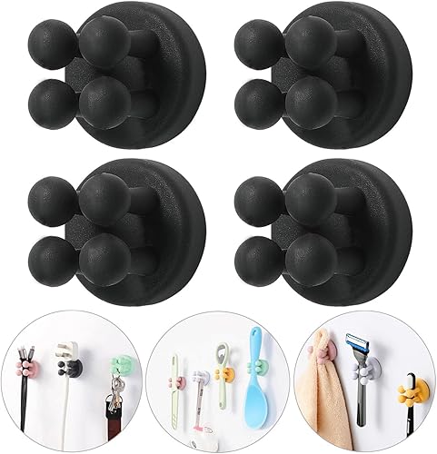 iBetterLife Soporte para maquinilla de afeitar para ganchos de ducha, 4 piezas autoadhesivas para montar en la pared, gancho individual para colgar